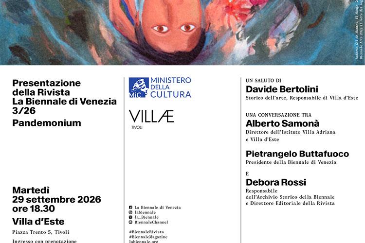 La Biennale presenta il nuovo numero della sua Rivista (n. 3/2026) “Pandemonium” a Villa d’Este