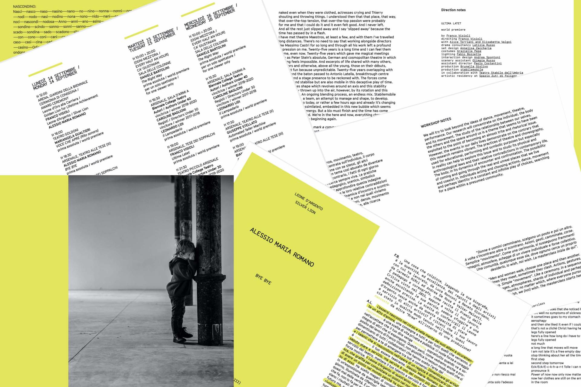 Disponibile in formato digitale il catalogo della Biennale Teatro 2020